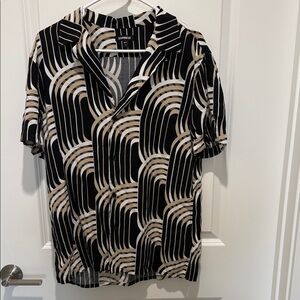 Express Black and Cream Geometric Shirt